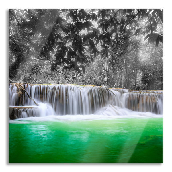 Alpen Home Glasbild Sch Ner Wasserfall Im Dschungel Wayfair De